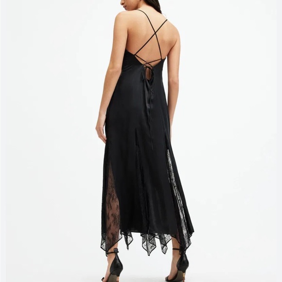 All Saints Jasmine Black Lace Maxi Slip Dress. Size 8 - Picture 2 of 14
